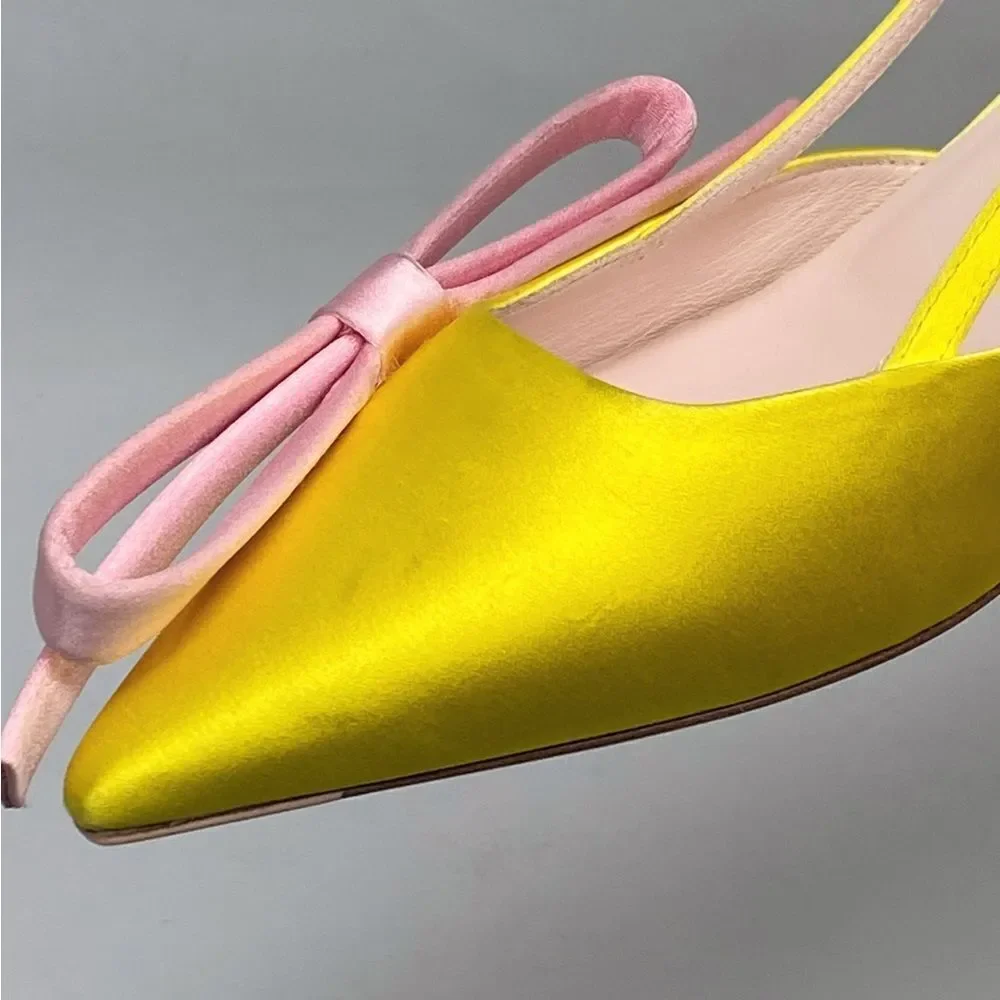 Roger Vivier 55mm Virgule Bow satin pumps size 36.5